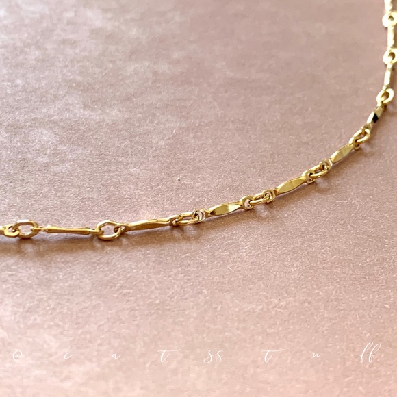 14k Gold Filled Bar Link Choker Necklace - Picture 2 of 10